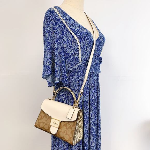 Coach C1325 Pepper Satchel In Signature Canvas IN Light Khaki Chalk Multi - Picture 1 of 7